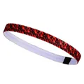 Elastic sports headband in red and black woven texture with silicone anti-slip grip - Sketch Red