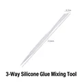 Dual-head 11.8cm silicone mixing stick with flat scraper and pointed tip for resin DIY - 3-in-1 Glue Mixing Tool / 11.8cm / Clear White