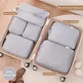 6-piece grey travel organizer set packed in a 24-25 inch suitcase for efficient storage - Light Grey 6-Piece Set
