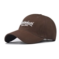 Detailed view of dark brown cotton baseball cap with white 1993 3D embroidery detail - M (56-58cm) / Coffee