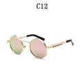 Steampunk round sunglasses with gold frame and pink green gradient lenses - Gold Frame Barbie Pink