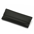 Portable black lychee pattern leather sunglasses case with ribbon tie closure - Thick (1.8mm) / Black Litchi Pattern