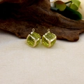 Yellow-green square faceted gemstone pendant with irregular gold-plated metal trim - Avocado Green