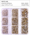 Nagelkunst-Kristall-Set im 12er-Sortierkasten mit 800 Stück SS6-SS20 Strasssteinen - SZCT-149 (800 Stk/Box)