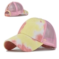 Gorra de béisbol con tinte anudado rosa y naranja con apertura para coleta alta - Tie-Dye Amarillo Rosa