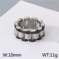 Anello stile cinturino d'orologio in acciaio nero e argento, design industriale da 10mm - US 8 / Bicolore Nero
