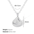 Minimalistische silberne Tropfen-Halskette aus poliertem Edelstahl für Damen - Silber