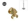Gouden G23 titanium schorpioen oorknopje met schroefloze push-in sluiting - Schorpioen - Goud / 1.2x8mm