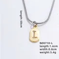 Pendente rettangolare dorato con lettera L in zirconi su collana a catena a serpente - Lettera L / 50cm