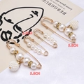 Golden pearl waist pin set with rhinestone accents in 3.8cm and 5.8cm sizes - Pearl And Rhinestone Ball Mix