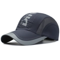 Navy and gray breathable quick-dry mesh sport baseball cap with letter print - Adjustable / Navy Blue