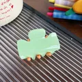 Mint green acrylic hair claw clip with orange teeth in a rectangle candy color design - 4cm / Grass Green & Orange