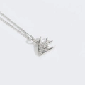 Silver finish ocean style bird pendant necklace with sparkling crystal embellishments - Tropical Fish