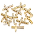 Goldfarbene Kreuzanhänger aus Legierung mit glänzenden Strasssteinen für DIY-Schmuck - 15*36mm / Gold