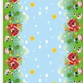 Mantel desechable tema granja azul con vacas, cerdos y establos rojos para fiestas - Animales de la Granja 130*220cm