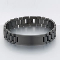 Matte black stainless steel watchband bracelet with a rectangle engravable blank plate - 15mm Black (KB179905-WGSF)