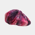 Detailed macro view of the thick wool blend fabric texture on the plaid beret hat - M (56-58cm) / Pink Purple Plaid Style (4#)