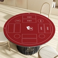 Premium deep red round poker mat with non-slip rubber and card game layout zones - Diameter 60cm / Rose Red - Round / 3.5mm Thickened Silent Rubber Base
