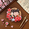 Tang dynasty girl figurine car aroma clip with red plum blossom details in retro style - Wild Goose Returns / Ancient Style Ornament Series