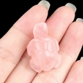Mini rose quartz sea turtle figurine carved from natural pink gemstone for decor - Rose Quartz