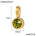Detail of green round-cut birthstone pendant with golden base measuring 1.3cm in height - Gp48522d3a11.(13cm*0.6cm)