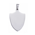 Minimalist silver stainless steel shield pendant with smooth polished finish and ring - Small / Steel