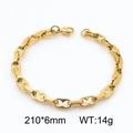 Bracciale a catena a naso di maiale dorato lucido da donna in acciaio inossidabile - Catena a Naso di Maiale (KB185486-Z) / 6mm / Oro