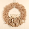 Ghirlanda natalizia in juta beige con scritta in legno e fiocco con renne e fiocchi - Ghirlanda con Targa di Lettere Tipo B / Grigio Fiocco di Neve Renna