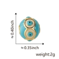 Sky blue evil eye bead in gold finish showing dimensions 0.40x0.35 inches and 2g weight - Light Blue
