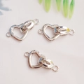Detail of 14K gold plated double heart jewelry connectors for DIY necklaces - Heart Clasp White Gold