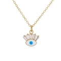 Detail eines 18K vergoldeten Evil-Eye-Anhängers mit Emaille und Zirkon-Verzierung - Weißes Böses Auge