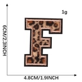 Leopard print embroidered letter F patch with plush texture measuring 6cm by 4.8cm - Letter F