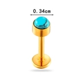 Titanium piercing staafje goudkleurig met turquoise kraal van 0,34 cm grootte - Goud (Blauwe Turkoois)