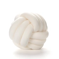 White velvet woven knot pillow ball with soft texture and Nordic style for bed or sofa decoration - Knot Ball Milk White