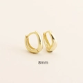 Irregular geometric 8mm gold hoop earrings in 925 silver with a glossy metallic finish - 8mm / Golden Color (8mm)