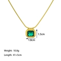 Gold stainless steel snake chain with green cubic zirconia square pendant and dimensions - Gold with Green Zirconia