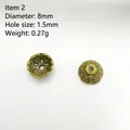 Detail of 8mm bronze flower bead cap with star pattern, hole size 1.5mm, weight 0.27g - 2#