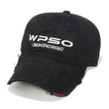 Dettaglio cappello vintage con ricamo WPSO invertito e fodera rossa interna - M (56-58cm) / Nero
