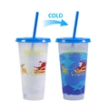Christmas theme color changing cold cup with Santa Claus and reindeer graphics - Blue Sleigh Color Changing Cup