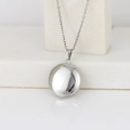 Silver stainless steel round locket necklace with mirror finish on white stone base - Round Smooth 20*20/Steel