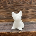 Miniature white carved crystal French Bulldog puppy figurine in sitting pose - White Jade