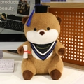Cute graduation otter plush toy with black academic cap and a tiny diploma scroll - 25cm / Blue Style (With Blue Tassel)