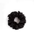 Single 19mm black mulberry silk scrunchie with elegant pleated satin texture - 4.5cm/19 Momme / Black