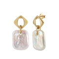 Elegant S925 silver gold-plated earrings with baroque pearl drops on white background - Pearl White (15x20mm)