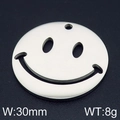 Pendentif smiley de 30mm en acier inoxydable argenté avec yeux évidés et finition brossée - 30MM / Argent(KLJ6090-Z)