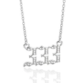 Silver gothic 333 angel number necklace with pavé cubic zirconia on O-chain link - Platinum-333