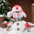 Cute snowman plush gift bag with red hat and striped scarf for Christmas decoration - Snowman