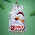 White Christmas gift bag with Santa Claus print and silver ribbon drawstring closure - 16*24cm White Background Santa Style
