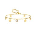 Bracciale dorato in acciaio inossidabile con ciondoli a stella e intarsi in zirconi - Stella