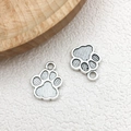 Anhänger Pfotenabdruck aus Antik-Silberlegierung für DIY-Schmuck und Schlüsselanhänger - 1 Stück Doppelseitige Pfote (12x14mm)